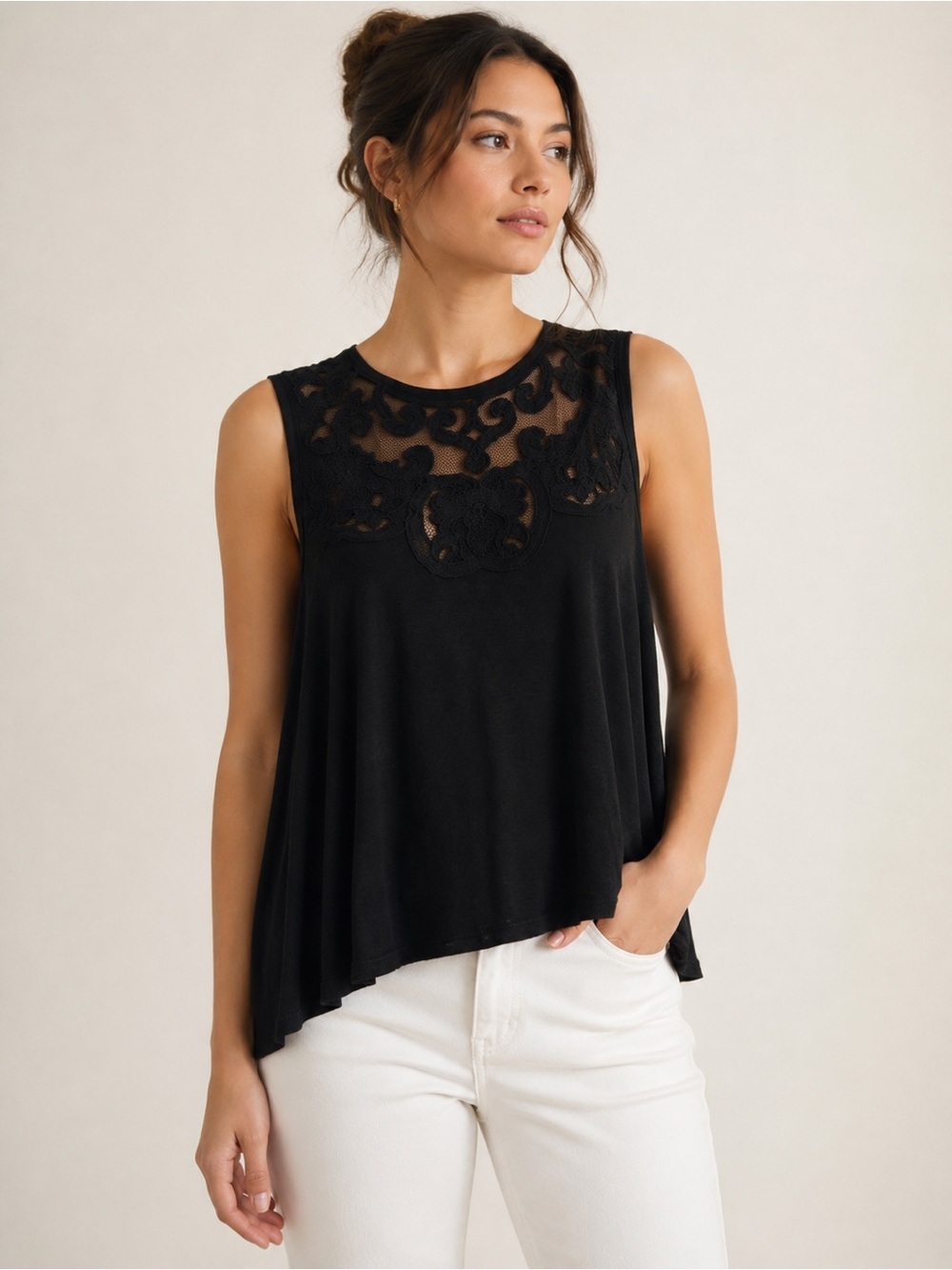 Free People Meant to be Swing Lace Embroidered Sleeve-less Tank Size Extra Small